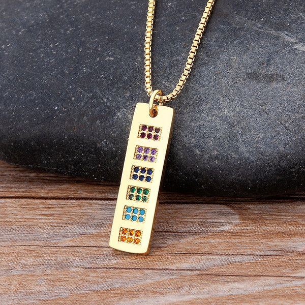 Collar con colgante geométrico rectangular de cristal brillante de lujo para mujer