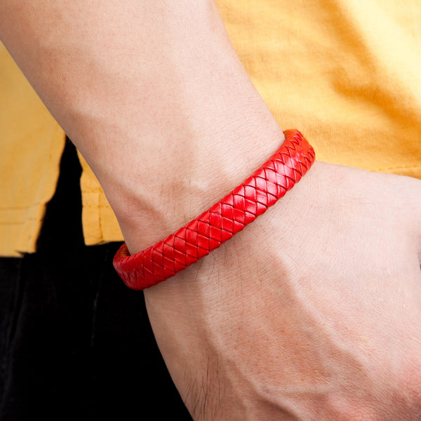 Classic Men Jewelry Black/Red/Brown Braided Leather Bracelets