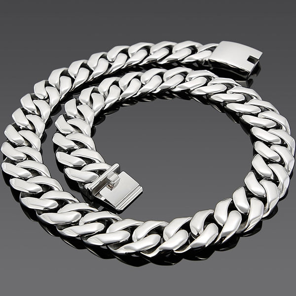 Collar de cadena pesada de acero inoxidable de 25 mm y 27 pulgadas para hombre