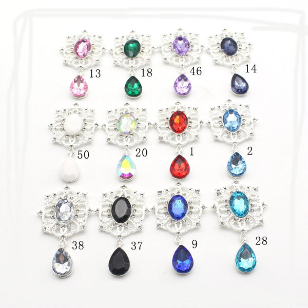 Fashion 10Pcs/Lot 27*50MM Rhinestone Alloy Flat Brooch Pendant