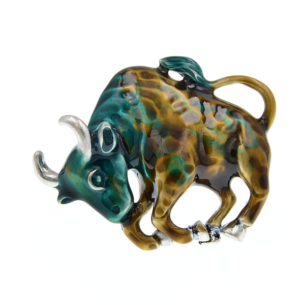 Broche de toro del zodiaco de nuevo diseño, unisex, para hombre y mujer.