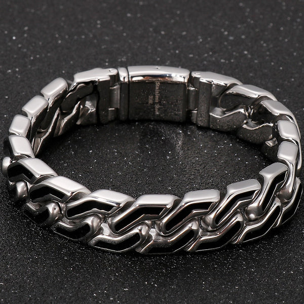 Vintage Stainless Steel 15MM Chain Handles For Men Men's On Hand Bands Bracelets
