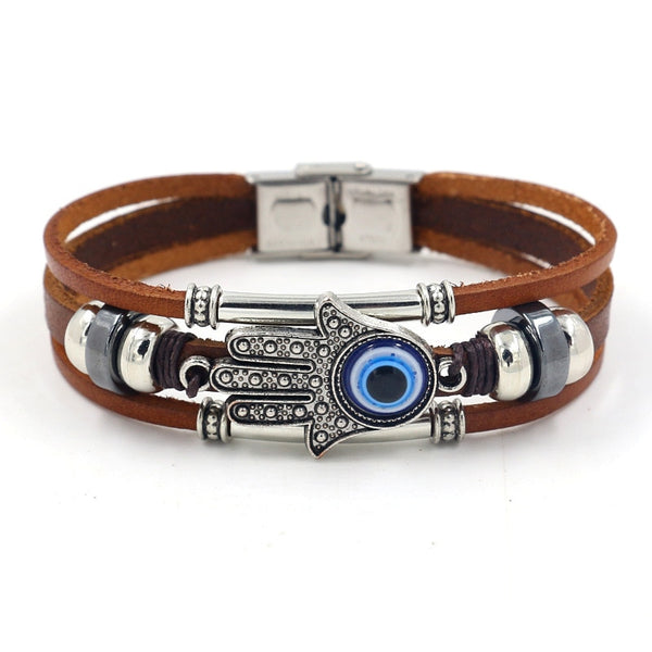 Pulsera de cuero multicapa estilo punk de moda, regalo
