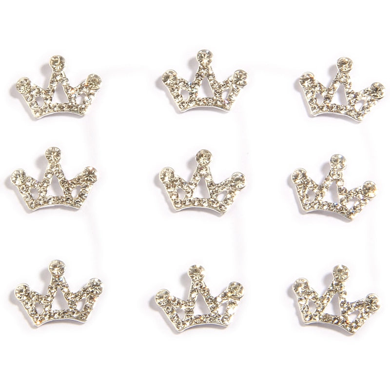 1000Pcs 13*18mm Silver Crystal Crown Rhinestone Buttons
