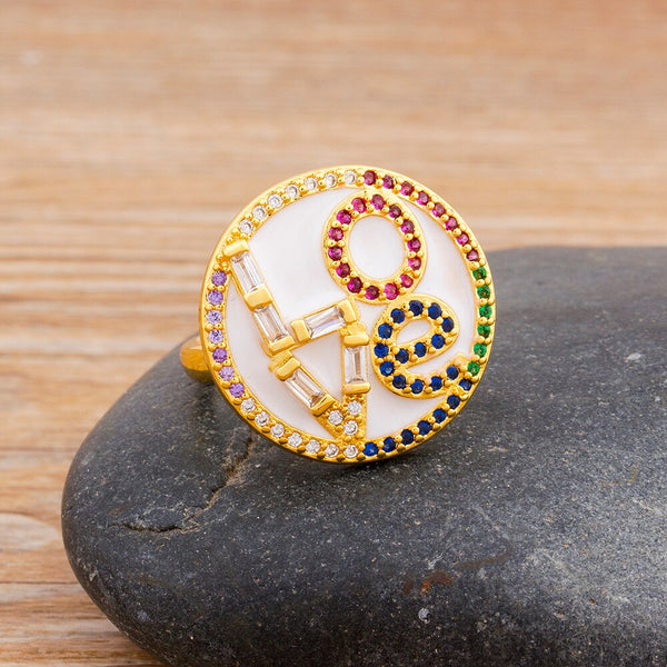 Anillos redondos con letras de amor en oferta