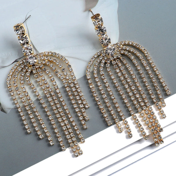 Pendientes colgantes con borlas irregulares, de moda, con cristales brillantes y dulces para mujer