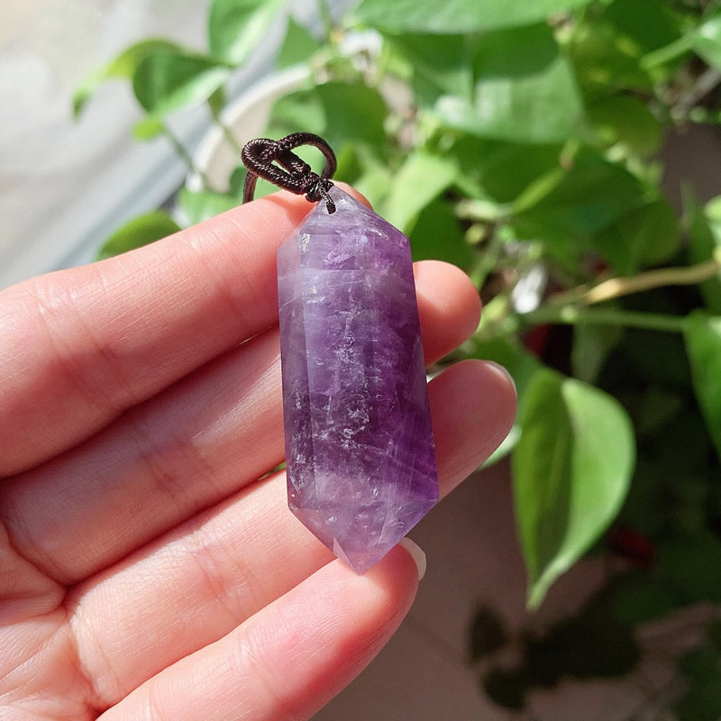 Big Natural  Crystal Bullet Hexagonal Pendulum Pendant