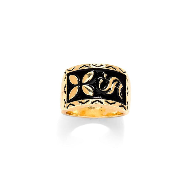 Anillo de joyería hawaiana vintage con perla bañada en oro