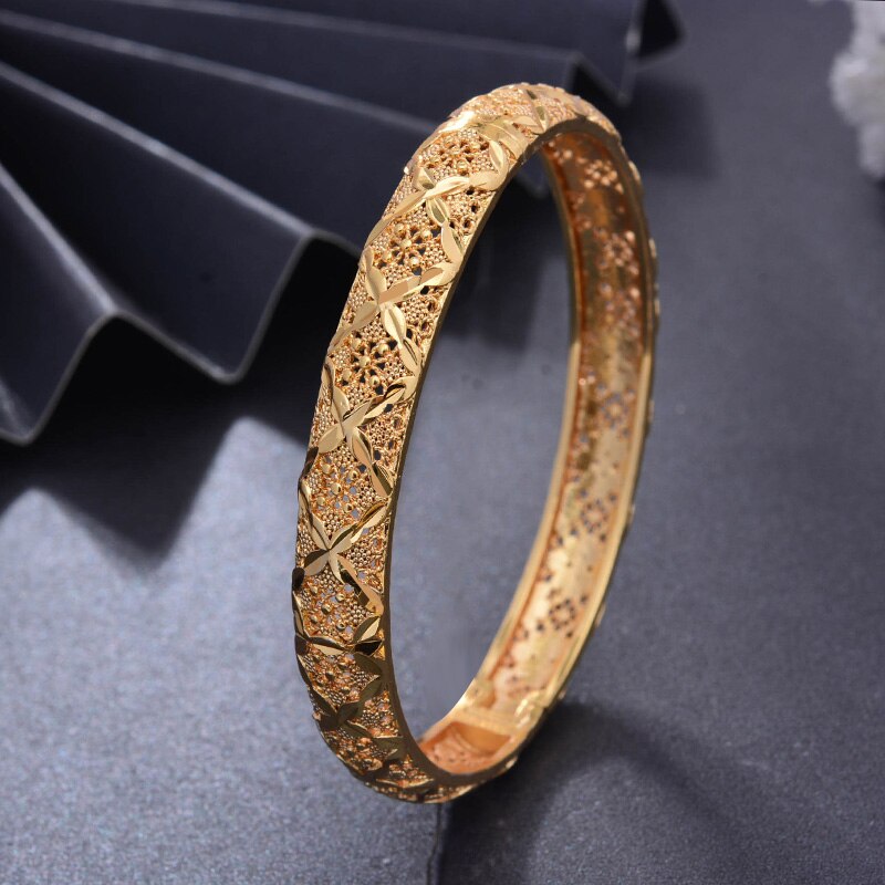 Trendy 4pcs/lot Gold Color Bangles For Women/Girl Luxury Curved  bracelet