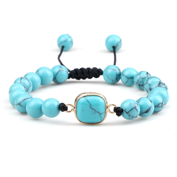 Pulseras trenzadas de cuentas de ojo de tigre 100 % auténticas con colgante de piedra de amatista natural