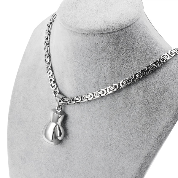 Collares de acero inoxidable con colgante de cadena imperial bizantina de color plata para hombres y mujeres.