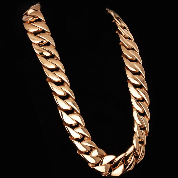 Collares punk para hombre, cadena de eslabones cubanos de 31 mm de ancho.