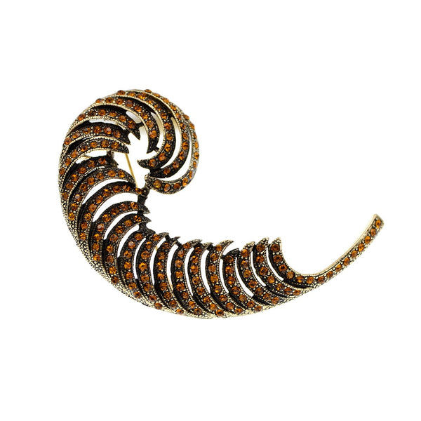 Rhinestone Feather Brooches For Women Vintage Large Pin Brooch
