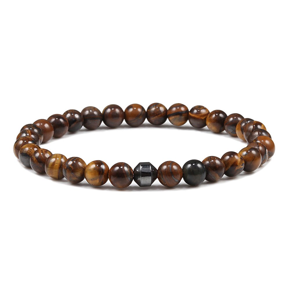 Tiger Eye Beaded Bracelets Bangles Men Braided Rope Healing Balance