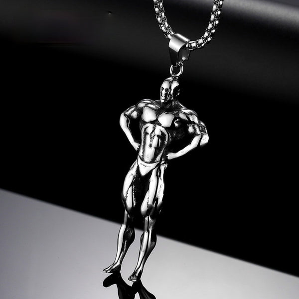 Collar con colgante de acero inoxidable, titanio, para gimnasio, fitness, hombre, estilo hip hop