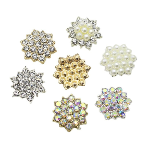 10 botones de copo de nieve de metal de 18 mm para decoración de aleación, accesorio para el cabello de niña.
