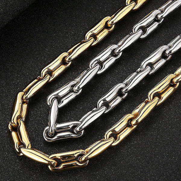 Gargantilla de cadena de 41 cm y 40 cm para hombre, de acero inoxidable 316L macizo.