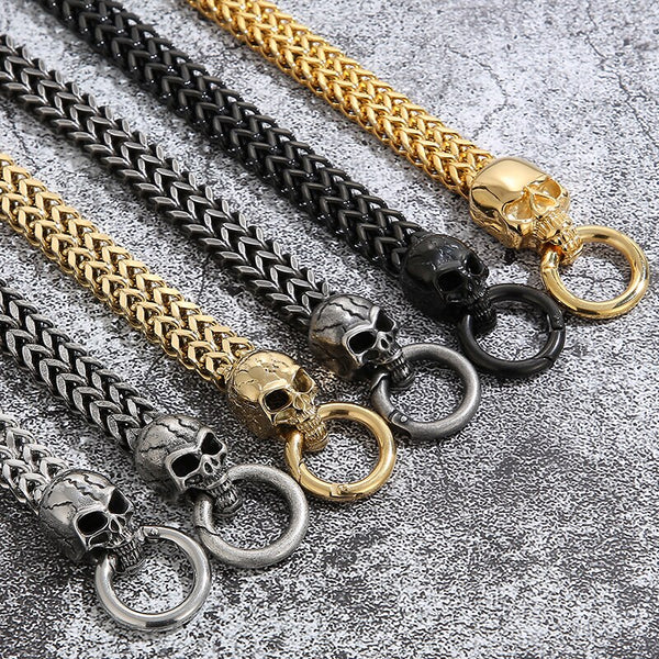 Pulsera con dije de calavera gótica para hombre, estilo punk rock y motero.
