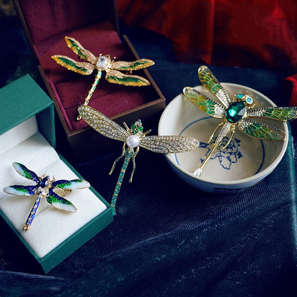 Noble Retro Handmade Dragonfly Enamel Brooch Woman