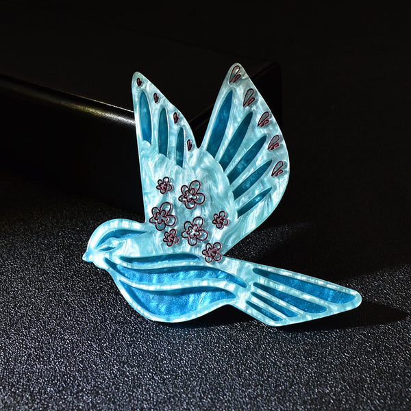 Blue Color Acrylic Bird Brooches For Women Cute Animal Pin Brooch