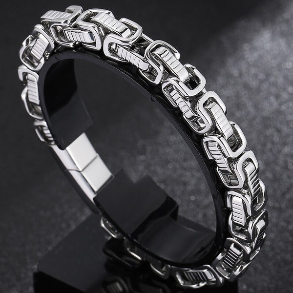 Pulsera de acero inoxidable para hombre, cadena de eslabones de 8 mm, estilo moderno.