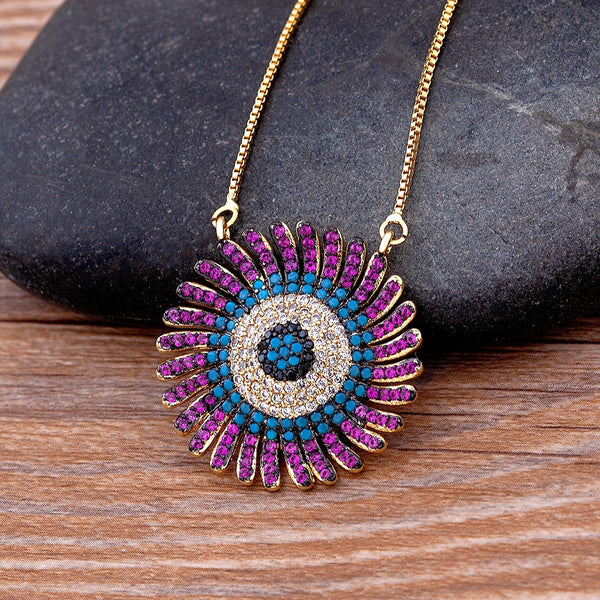 Gran oferta de colgante turco de ojo malvado verde/morado para mujer