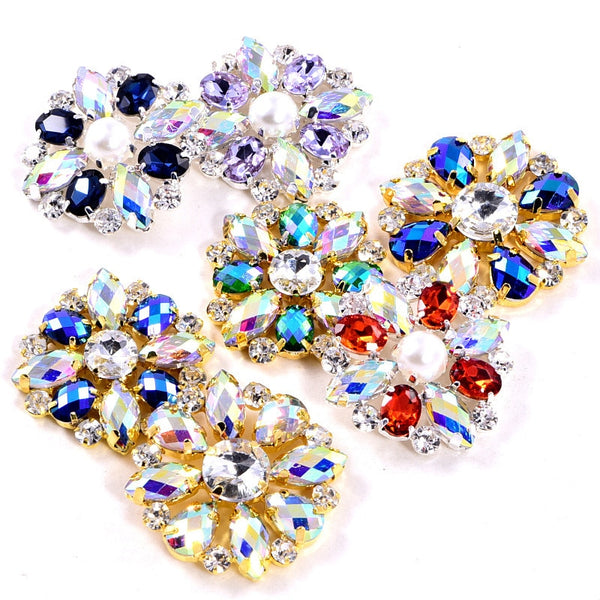 1 pieza/lote de botones de costura planos con broche de presión de diamantes de imitación de flores de 33 mm