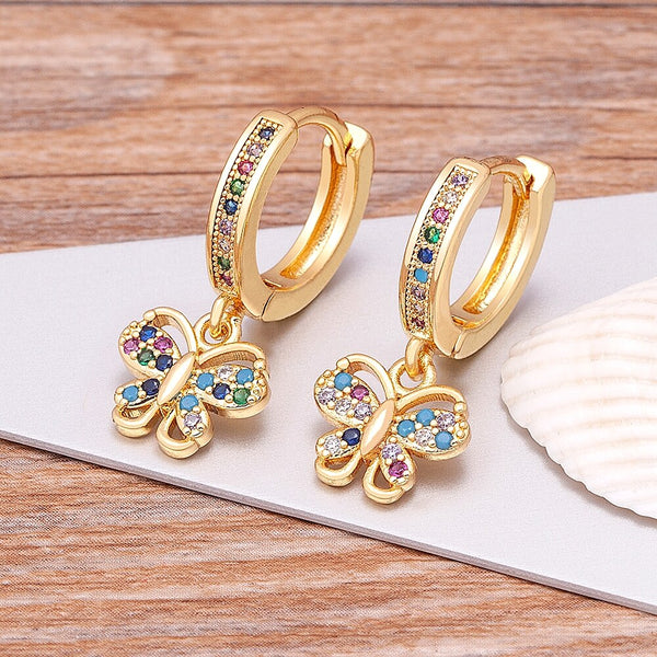 Nuevo diseño, gran oferta, joyería de moda, pendientes de mariposa de cristal de lujo de primera calidad.