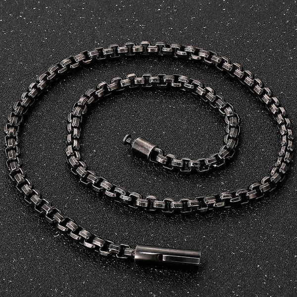 Collar vintage de cadena de eslabones de 6 mm para hombre, de acero inoxidable negro chapado en oro de 22 pulgadas, para mujer.