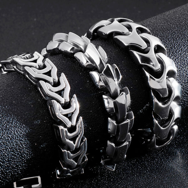 Pulsera de acero inoxidable pesada de gran tamaño (20/22/24 cm de largo) para hombre, cadena de eslabones.