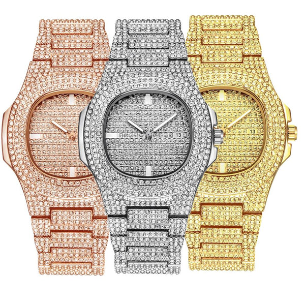 Iced Out Diamond Watch Quartz Gold HIP HOP Watches