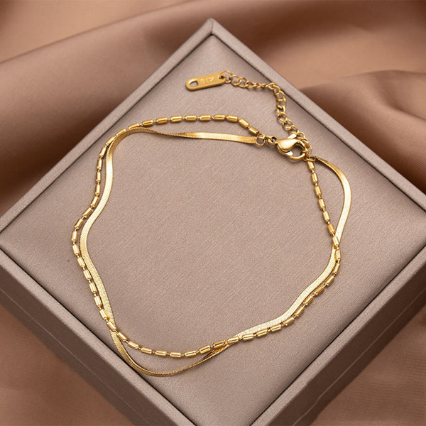 Tobillera de acero inoxidable para mujer, joyería de moda