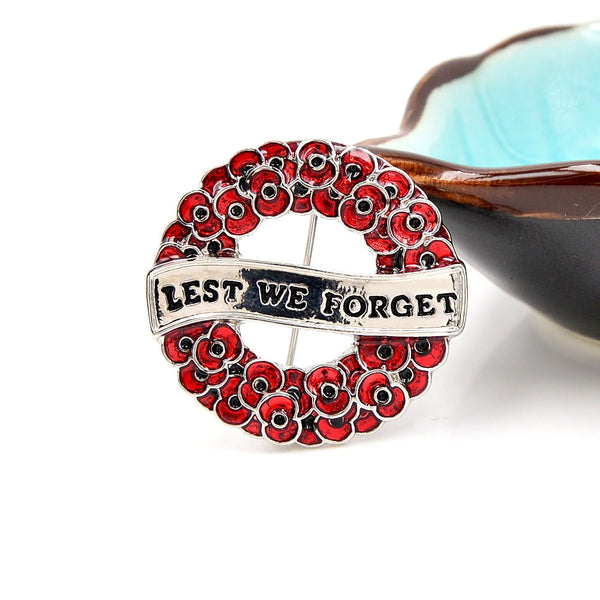 Enamel Poppy Flower Brooches For Women Red