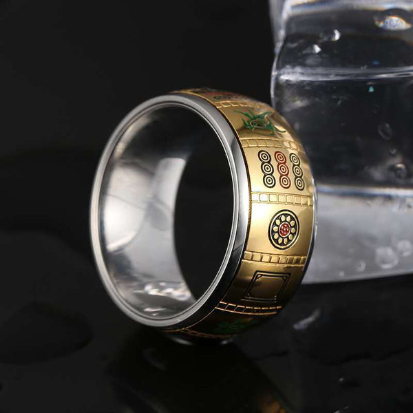 Anillo giratorio de mahjong con caracteres chinos para la ansiedad