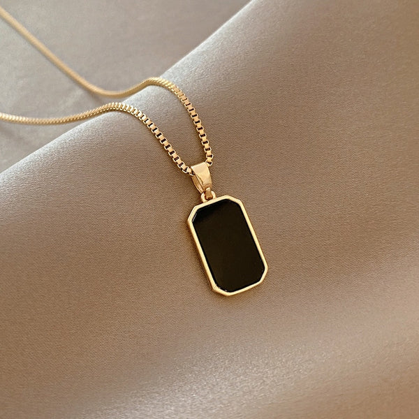 316L Stainless Steel Minimalist Rectangular Pendant Necklace For Women