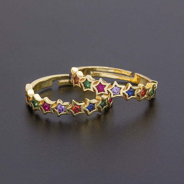 Fashion Star Moon Cross 12 Styles Copper Zircon Rings