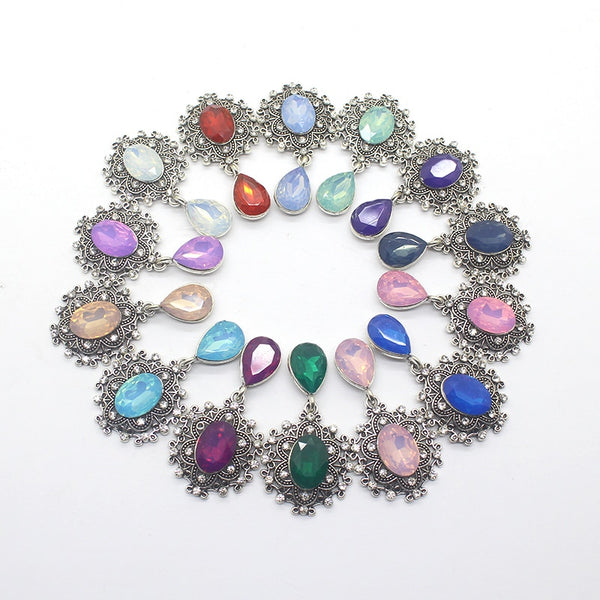 Retro Mix Color Pendant Metal Brooches Buttons 10Pcs/Lot 25*45mm