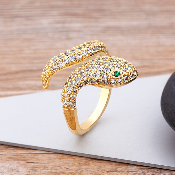 Trendy Gold Color Snake Open Ring For Women