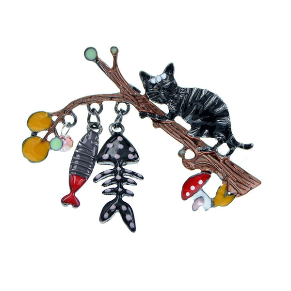New Arrival Cute Animal Pin Brooch Cartoon Fish Tree Brooches