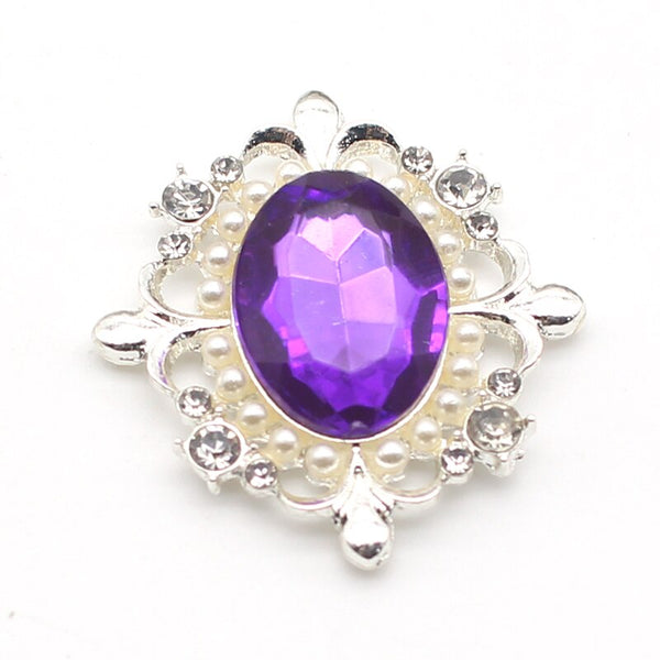 10pcs/Lot 31*34mm Silver Oval Hollow Alloy Rhinestone Buttons DIY Sewing Clothing Decoration