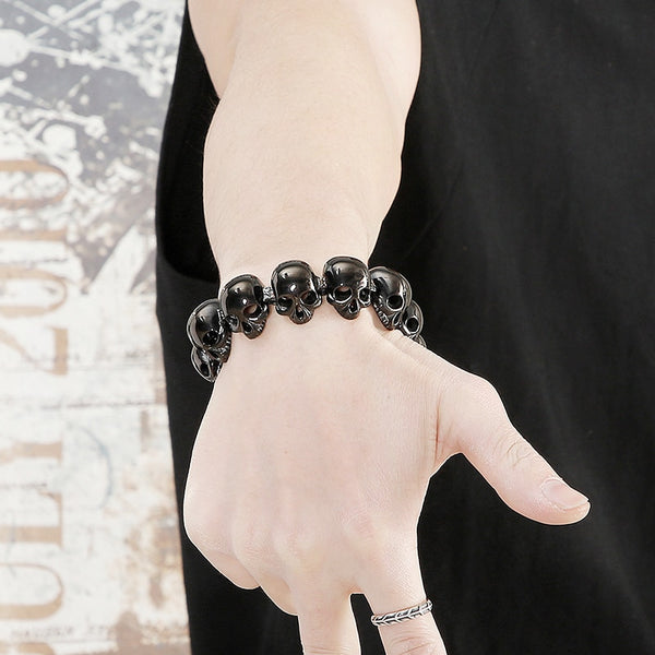 Pulseras de cadena con calaveras góticas para hombre