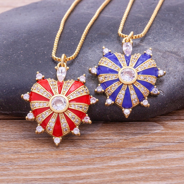 Colgante de corazón con aceite de gota de esmalte en 4 colores dulces para mujer