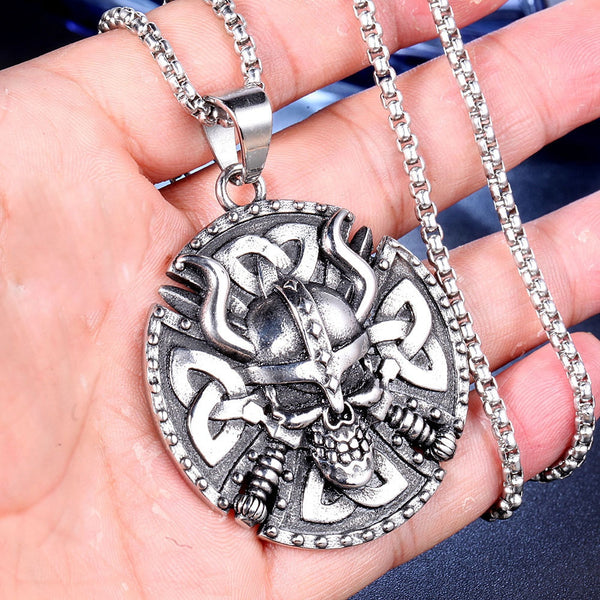 Accesorios vikingos vintage de acero inoxidable con colgante de guerrero vikingo para hombre
