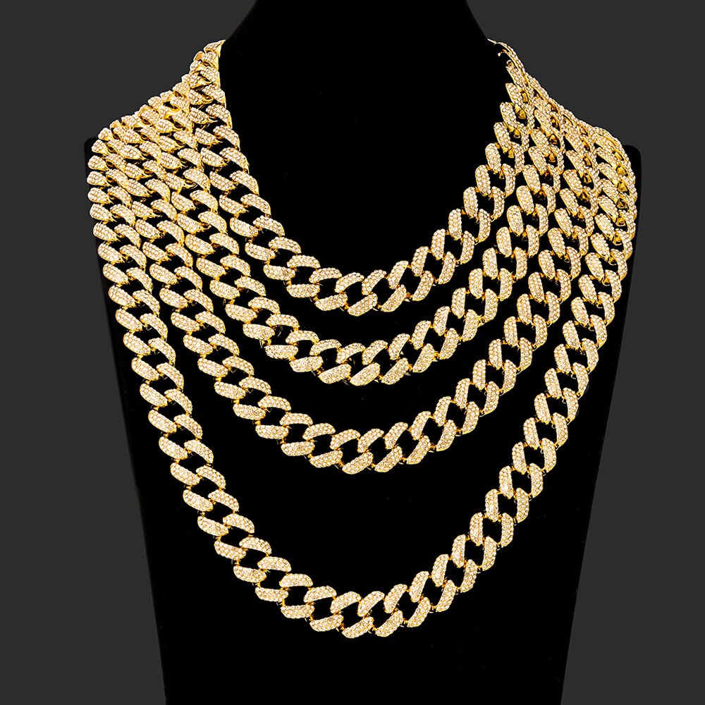 18MM Necklace+Bracelet Hip Hop Jewelry Choker Iced Out Cuban Necklace
