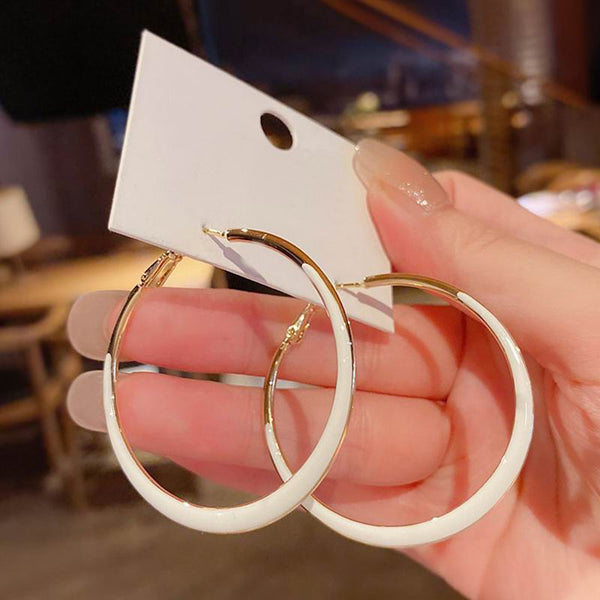 Pendientes de aro grandes metálicos de moda, negros y blancos, para mujer