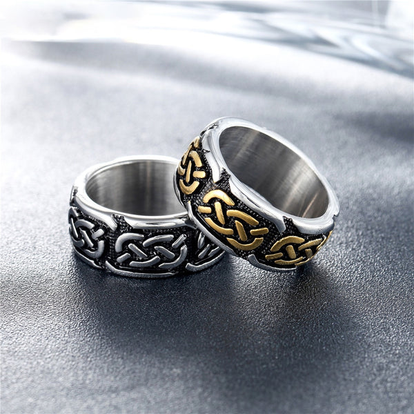 Anillo vikingo con nudo celta de acero inoxidable 316L de Odín nórdico para hombre y mujer