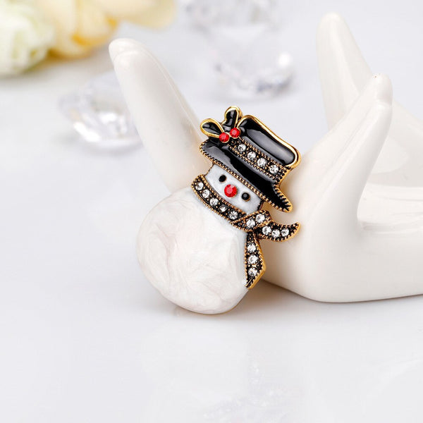 Cute Enamel Snowman Brooches For Women Girls Rhinestone Scarf Pins Kids