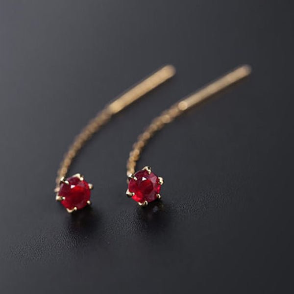 Original new mini unique six-claw inlaid ruby earrings