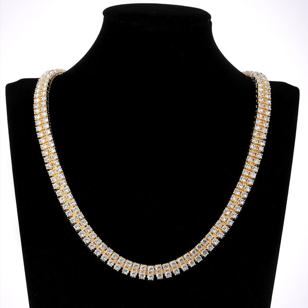4mm 2 Row Shiny Tennis Chain Necklace Men