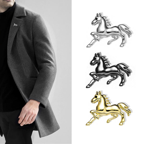 Korean Metal Animal Horse Brooches for Men and Women